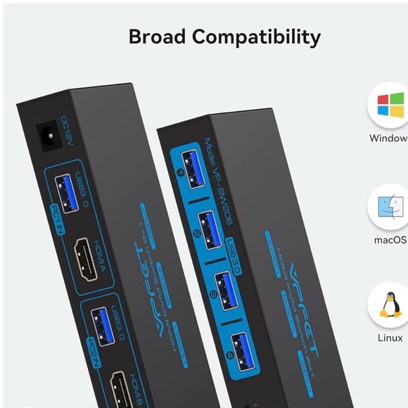 8K HDMI KVM Switch 2 Port - 8K@60Hz 3 USB ports for mouse, keyboard, printer,mic - Picture 6 of 8
